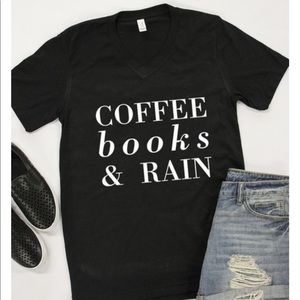 Coffee Books & Rain Graphic Tee; XL; Runs big!!!